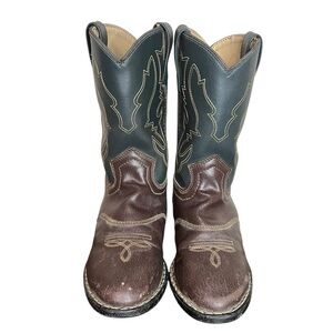 SMOKEY MOUNTAIN BOOTS Cowboy Boots‎ Brown/Black Faux Leather Boys Size 2.5